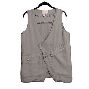 The Territory Ahead green linen asymmetrical vest L